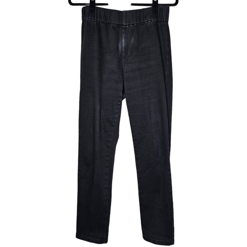 ⚡️Soft Surroundings Size Medium Washed Black Pull On Straight Leg Jeans Pants